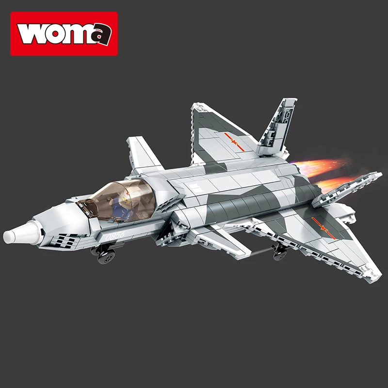 WOMA TOYS Enlighten Educational Star Sky Fighter Military WW2 Airplane Model Building Block Set Diy Bricks Juguet