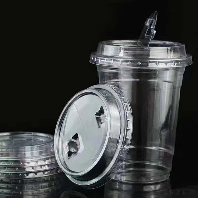 Clear 12/16/20/24oz Plastic Frozen Drink Cup Bubble Fruit Salad In Plastic Cup With Demo Lid