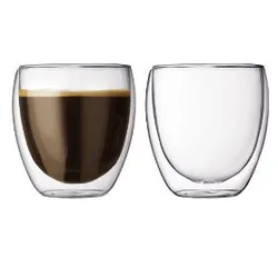 Double Wall Glass 80ml Coffee Cup Glass Double Wall Tea Cup