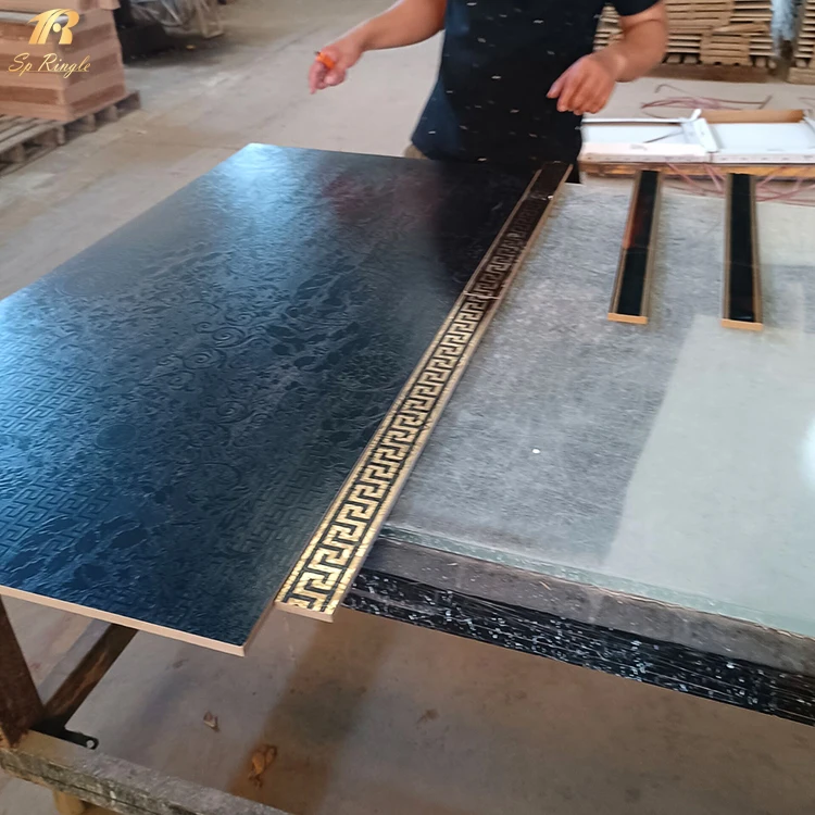 Springletile foshan building materials italian matt floor ceramic bathroom and toilet tile luxury gold decorative border tile