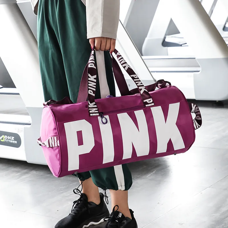 Fashion high quality pink waterproof duffle travel bag sports large capacity travel luggage duffle bag with logo