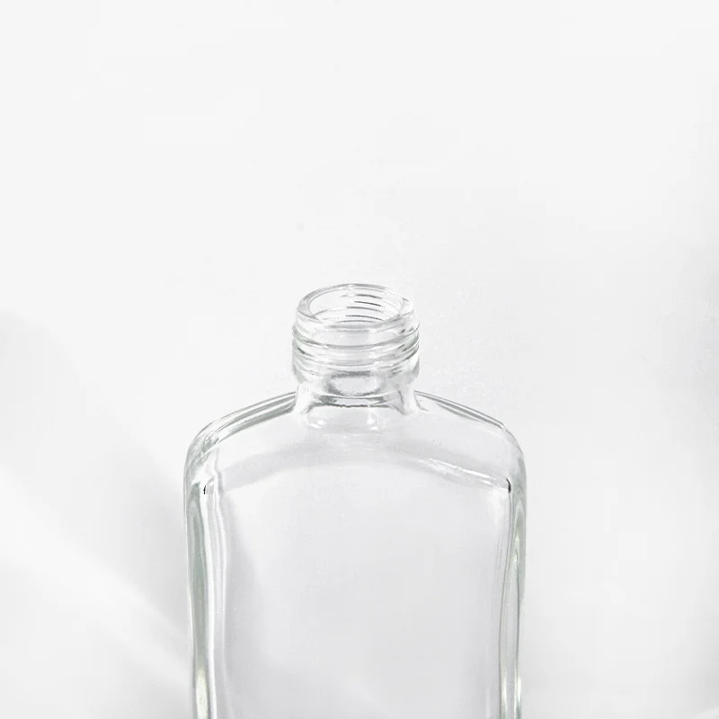 High Quality Factory Supply 100ml 205g Flask Shape Miniature Glass Spirits Bottle With Gold Aluminum Lid Private Label