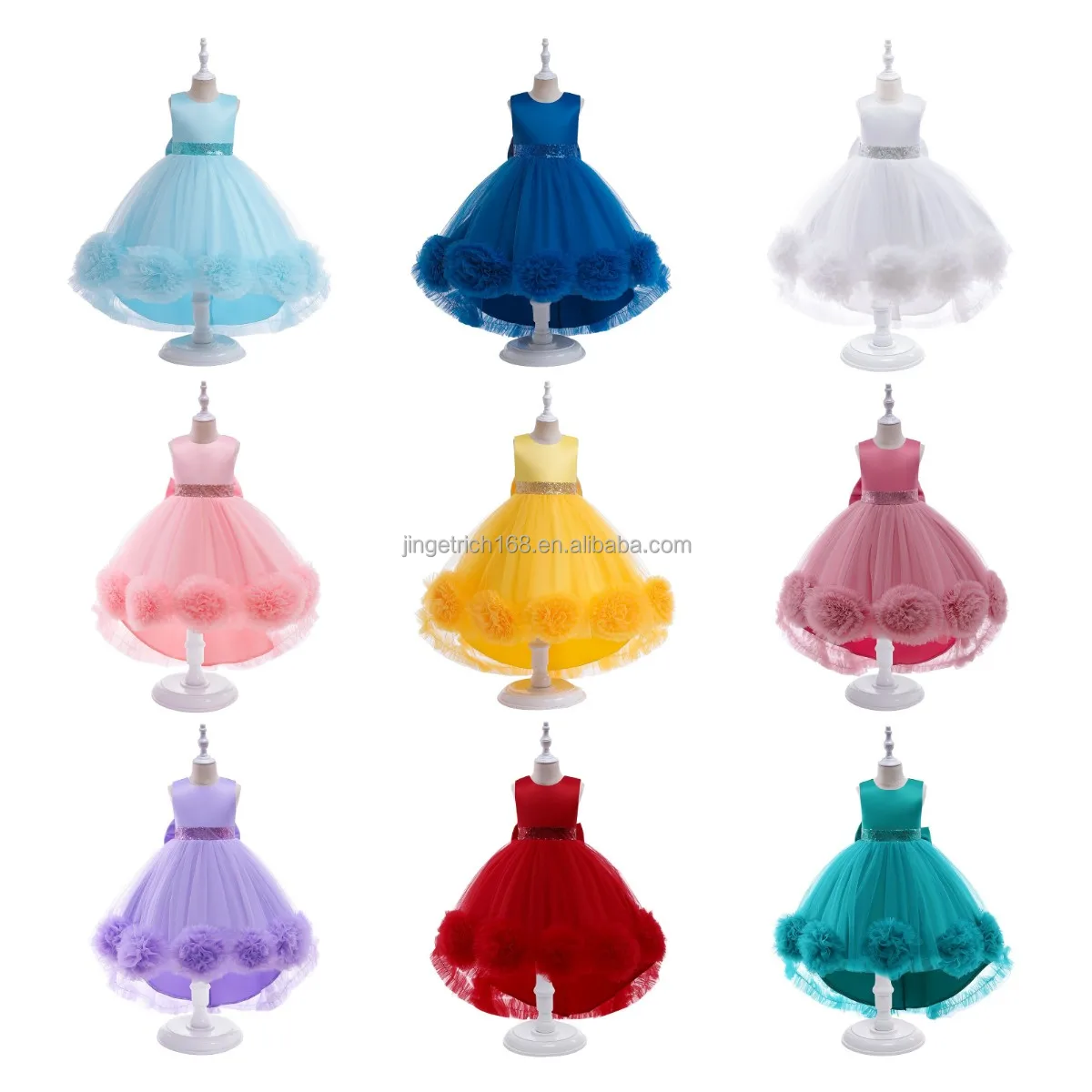 Wholesale hot selling sweet girl clothing for children fluffy tulle printed princess dresses