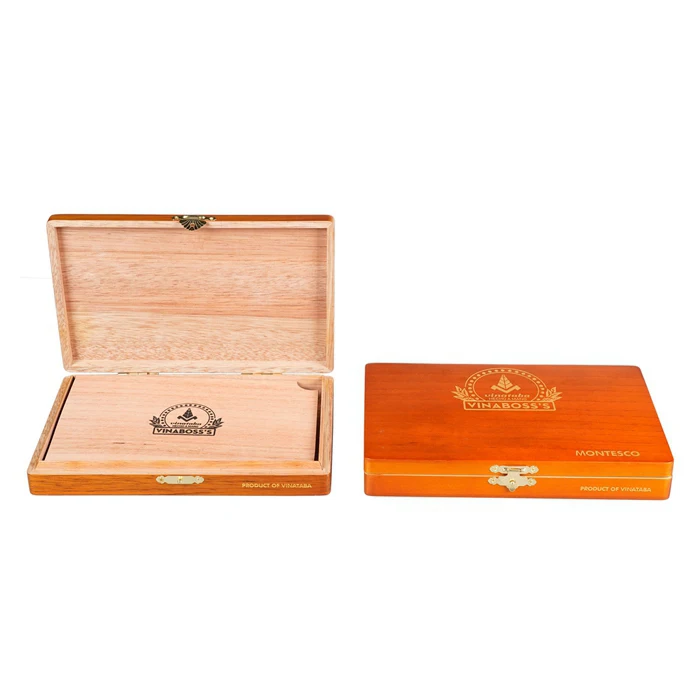 Custom Logo Design Empty Wood Cigar Box Manufacture solid wood cigar case