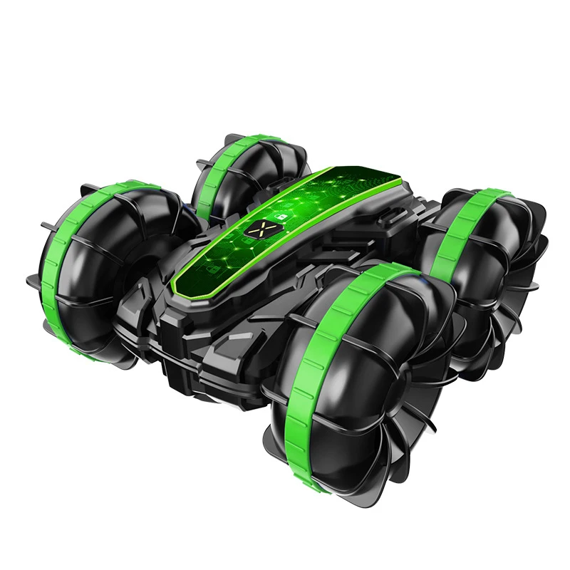 Vehicle rolling double sided rotating remote control stunt land and water rc amphibious car beach toys