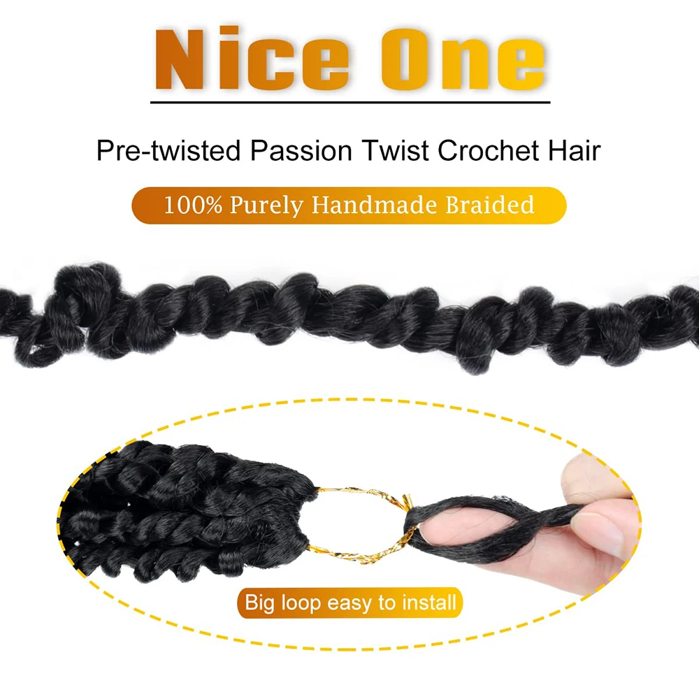 Synthetic Braid Hair Extension Strands Spring Twist Crochet Braiding Hair 22 Inch Passion Twist Water Wave Crochet Hair
