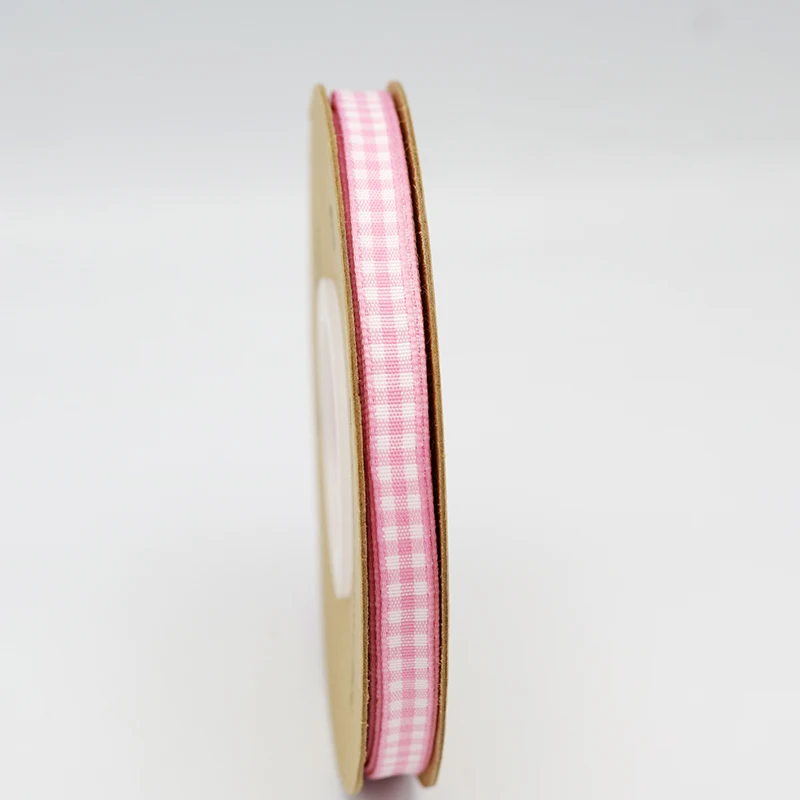 
Factory direct sale 6MM High quality Gingham ribbon for festival decroation gift box packing hair bow ribbon roll 