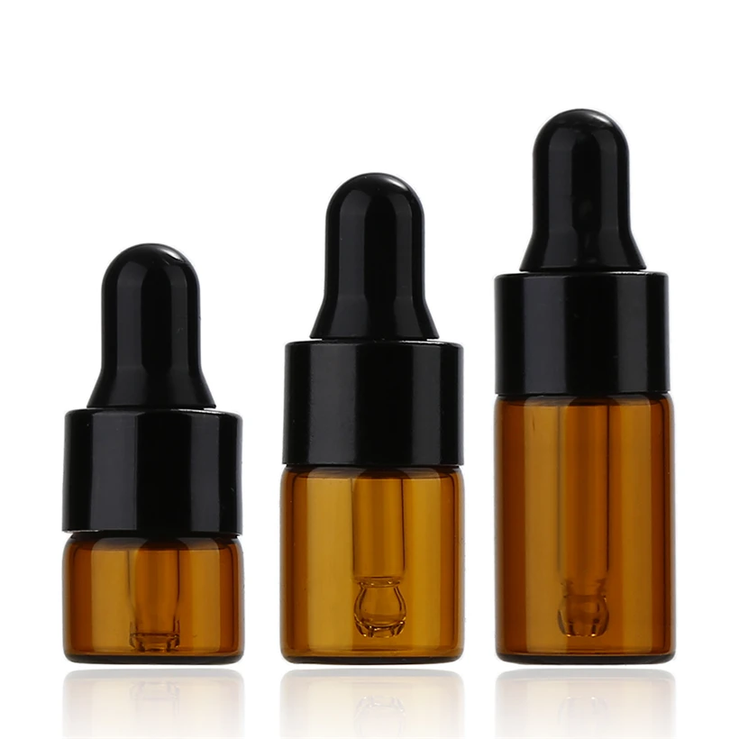 
1ml 2ml 3ml Glass Dropper Bottle Empty Sample Vial Glass Eye Dropper Liquid Perfume Essential Oil Bottles with Glass pipette 