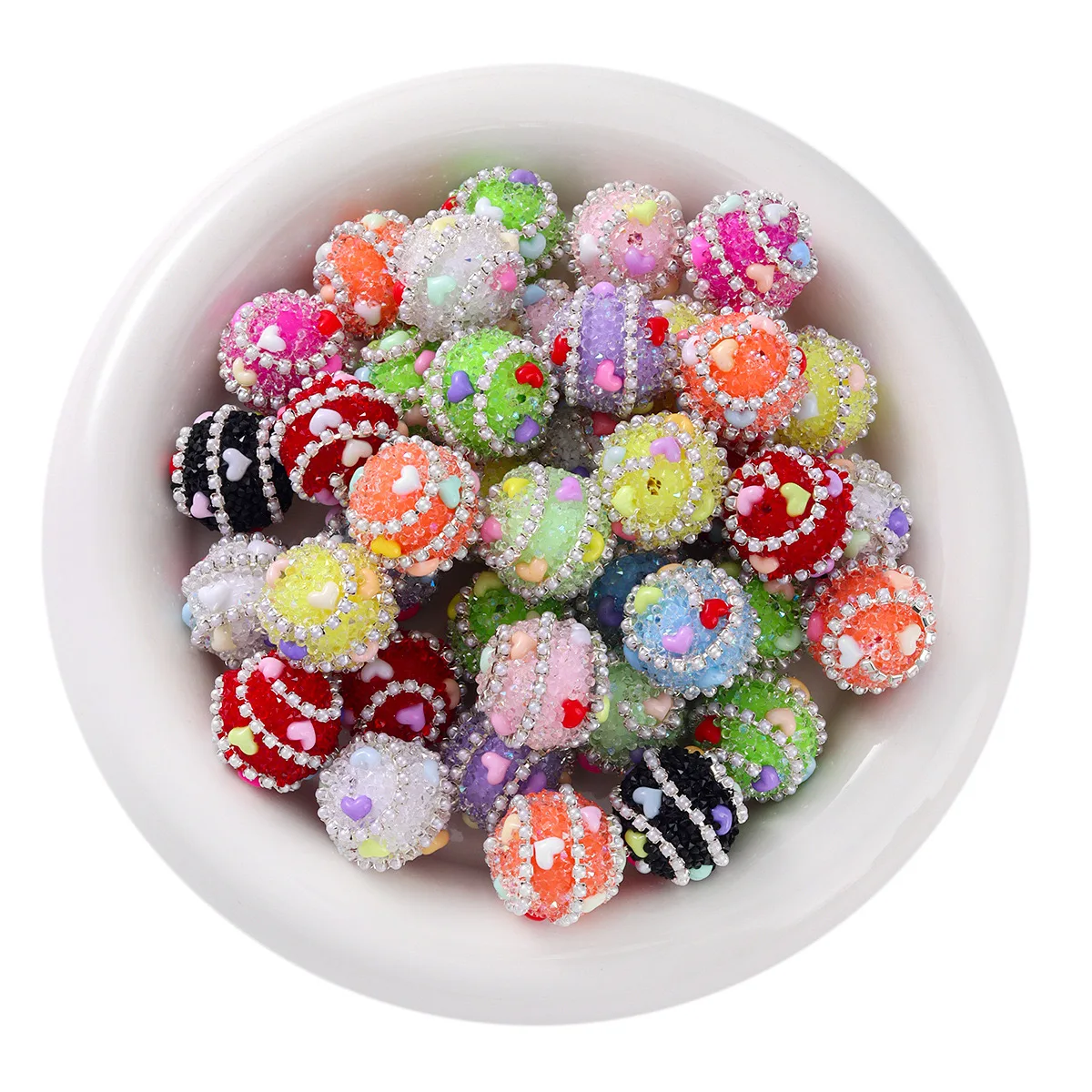 Five-pointed Star Inlaid Acrylic Heavy Industry Diamond Love Pearl Loosely Beaded diy Handmade Beaded Pen Necklace Jewelry 17mm