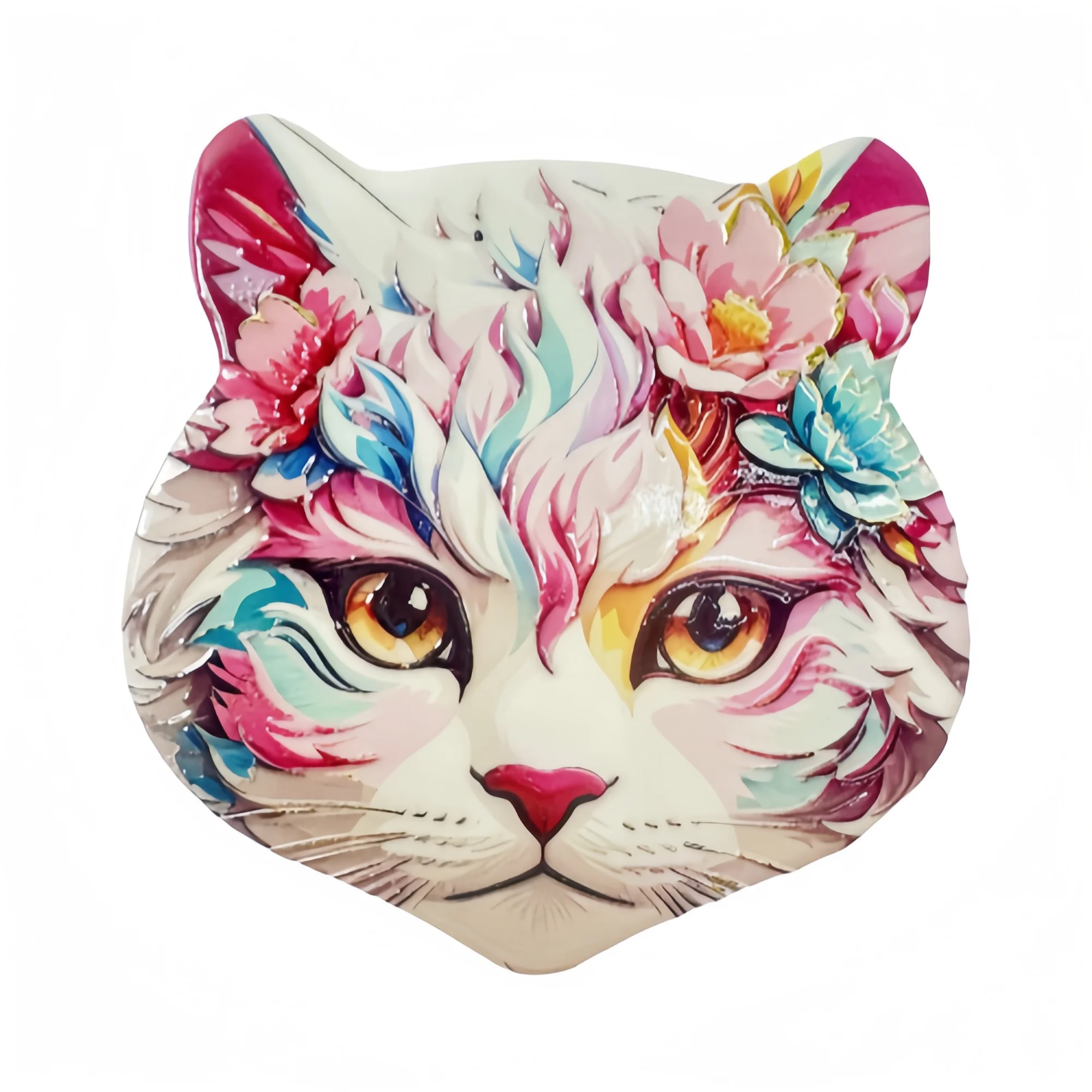 Wholesale Ceramic Coaster 3D Printing Cat Shape cork Eva Backing Custom Pattern Custom Logo Table Decoration