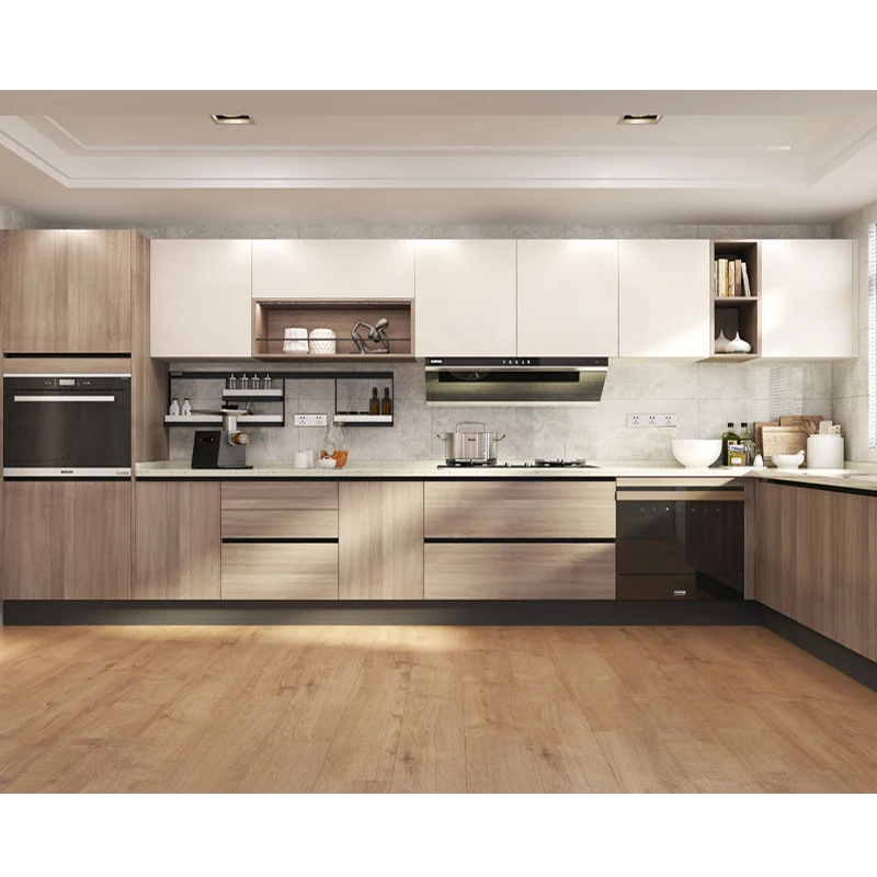 Wish Classic Wood Kitchen Cabinet Affordable Price Customized Modern Pure or Wood Grain Apartment Modern Design Kitchen Cabinet