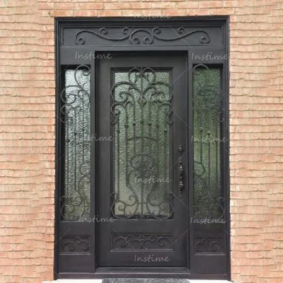 Instime  Cast Wrought Iron Doors Gate Safety Iron Front Entry Rustic Iron Door For Villa