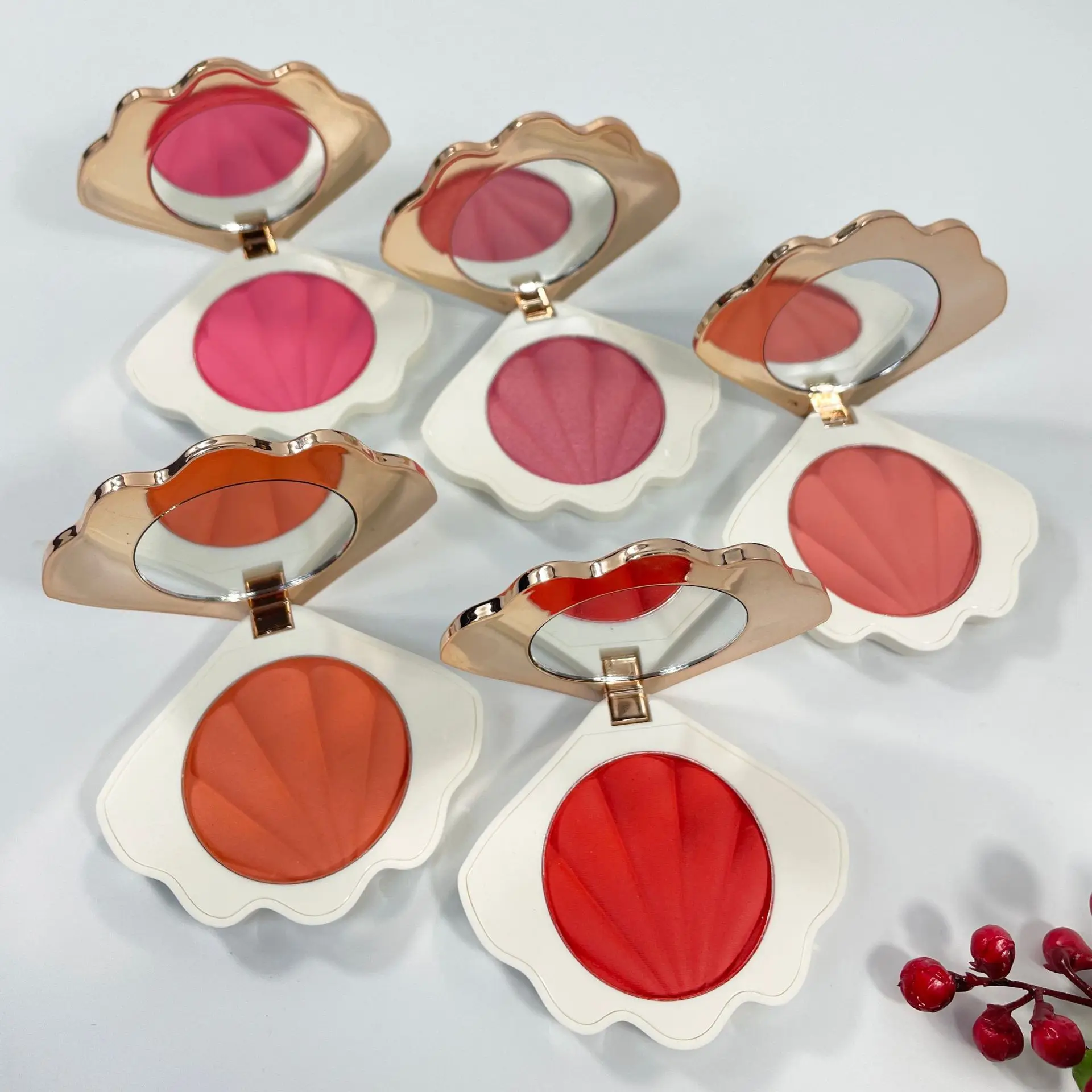 Wholesale High Pigmented Shell Heart Blush Single Cruelty Free Makeup Seashell Blush Private Label Powder Blusher