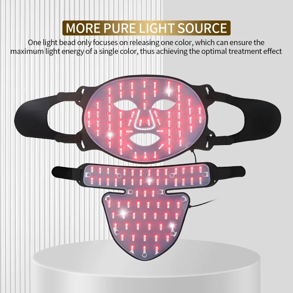 2024 High Quality Portable Wireless Silicone LED Phototherapy Face Beauty Mask Hand-Held with USB Plug Targeted for Neck Area