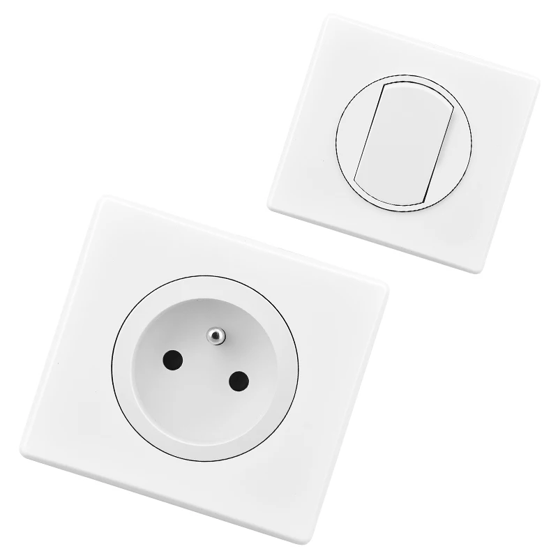 K500 CB European white PC  screwless 16A french socket and usb charger wall switch socket for wholesale