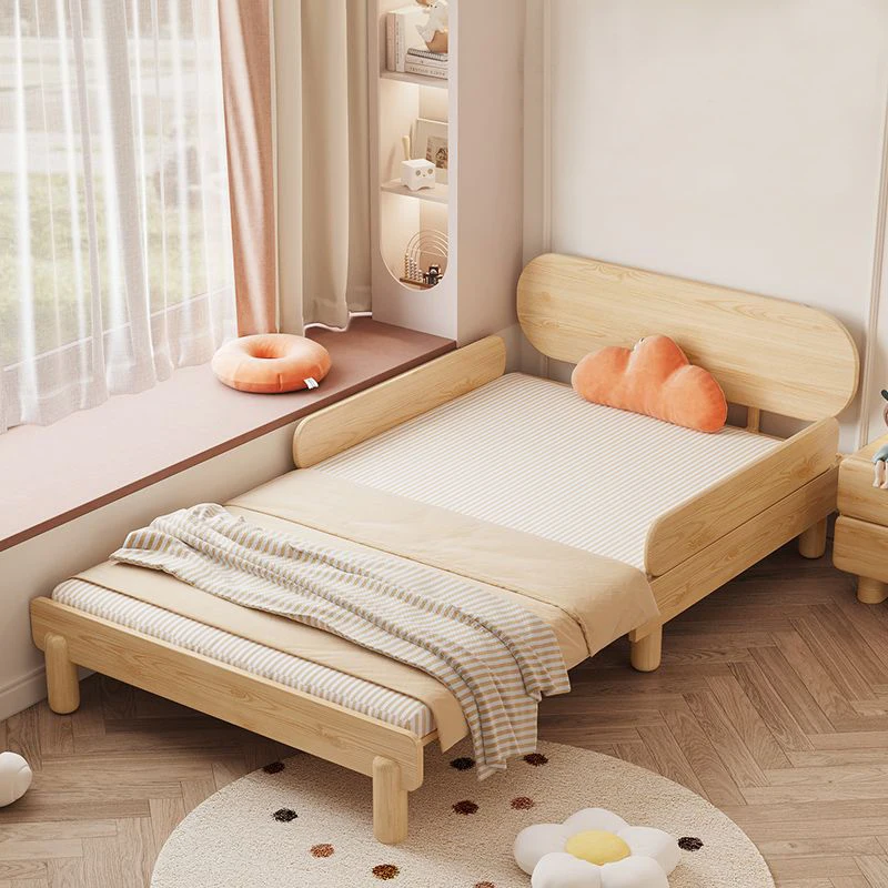 Hot sell solid wood telescopic children adjustable splicing foldable baby broaching bed for baby