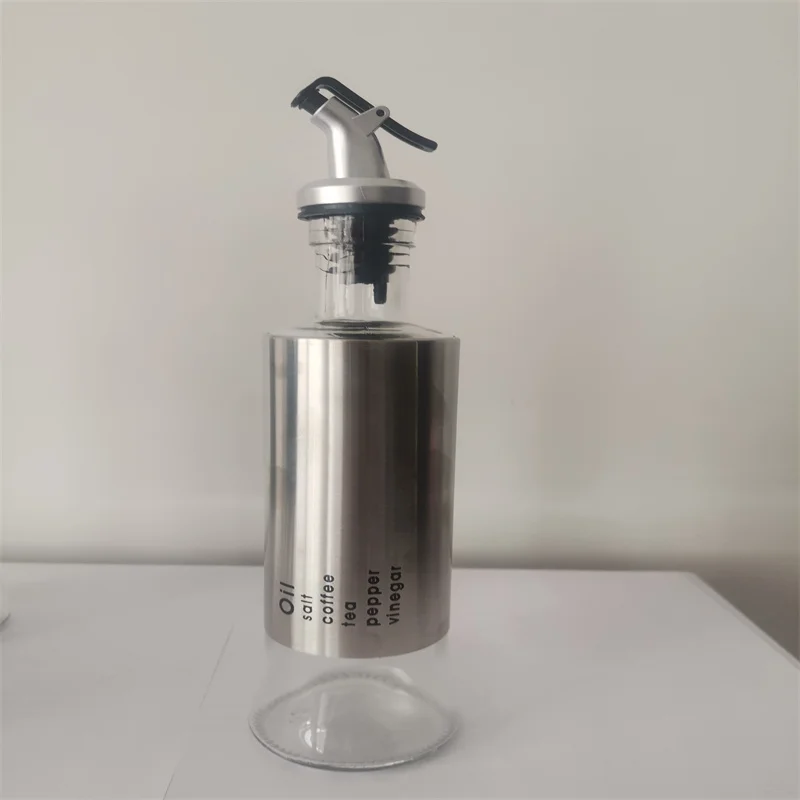 2023 Hot Sale Stainless Steel Oil Bottle Household Kitchen Leakproof Glass Vinegar Seasoning Glasses