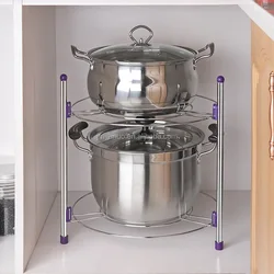 Expandable Kitchen Hotel Adjustable Expand Storage Metal Fry Pan And Pot Lid Cover Organizer Holder Rack