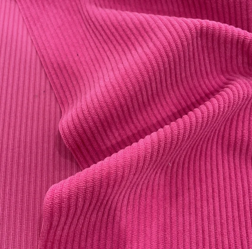 Wholesale Stripe Velvet Fabric Stretch Print Polyester Stretch Dress Knitted Rib Fabric For T-Shirt Vest Casual Wear