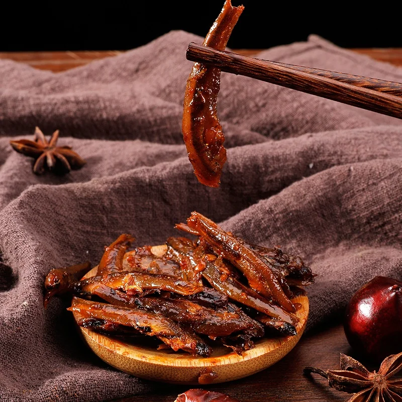 
hot selling food ready packed leisure seafood fish snacks with logo 