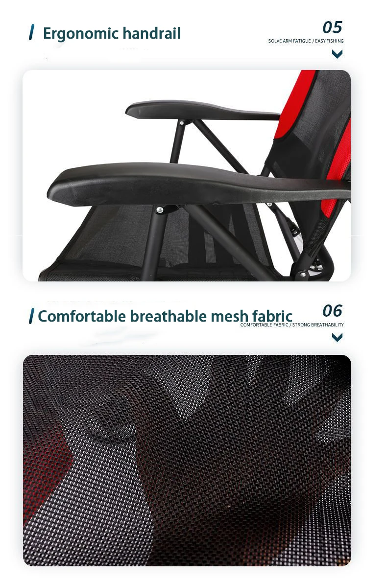 Wholesale Five Gear Adjustable Backrest Lift  Outdoor Portable Folding Recliner Camping Garden  Chair