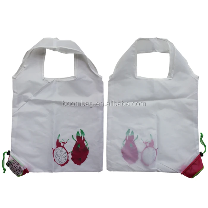 Custom Logo Eco-friendly Portable Compact Pitaya Dragon Fruit Shape Polyester Folding Reusable Shopping Bag