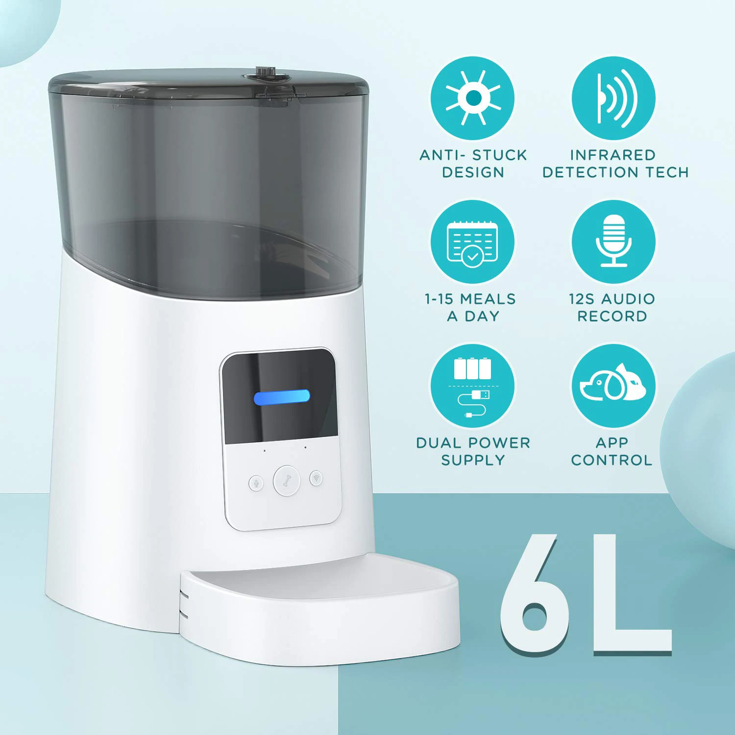 Tuya Интеллектуальный 6L микрочип surefeed 24g с Wi-Fi подключенным дистанционным управлением умный автоматический идентификационный робот-Кормушка для домашних животных