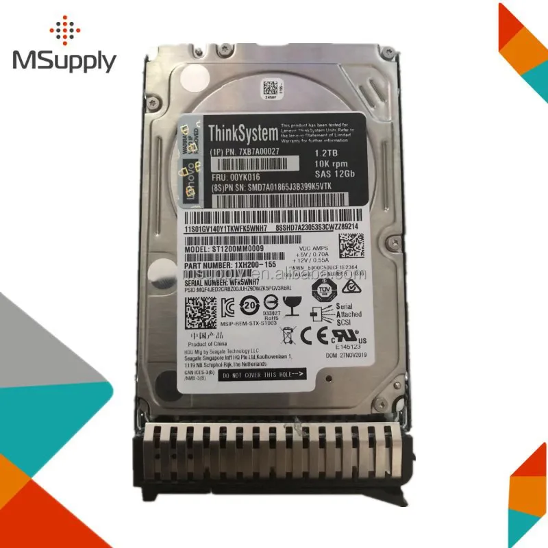 00YK016 7XB7A00027 1.2TB 10K RPM 12Gbps SAS 2.5inch HDD Server Series Internal 00KJ427