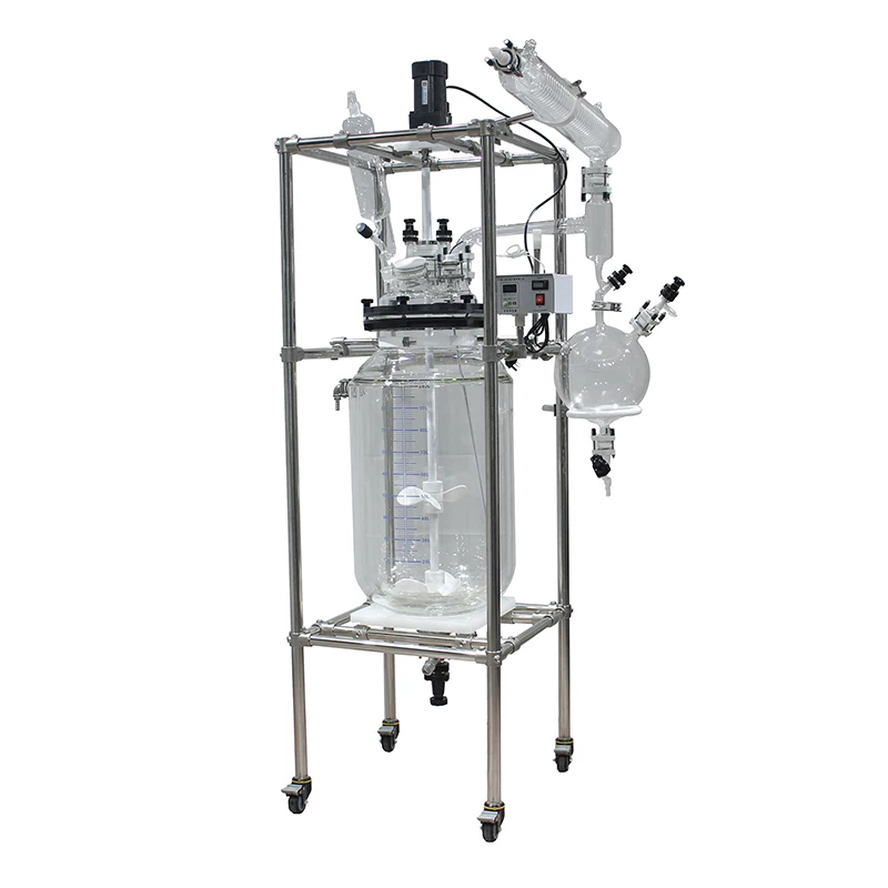 OEM distill constant temperature double layer equipment 80 litre kit glass reactor