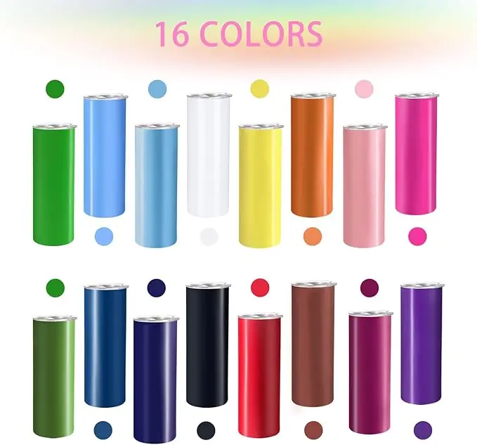 USA warehouse Double Wall Stainless Steel Sublim Blanks Travel Mug 20oz 20 oz Sublimation Skinny Straight Tumbler With Straw