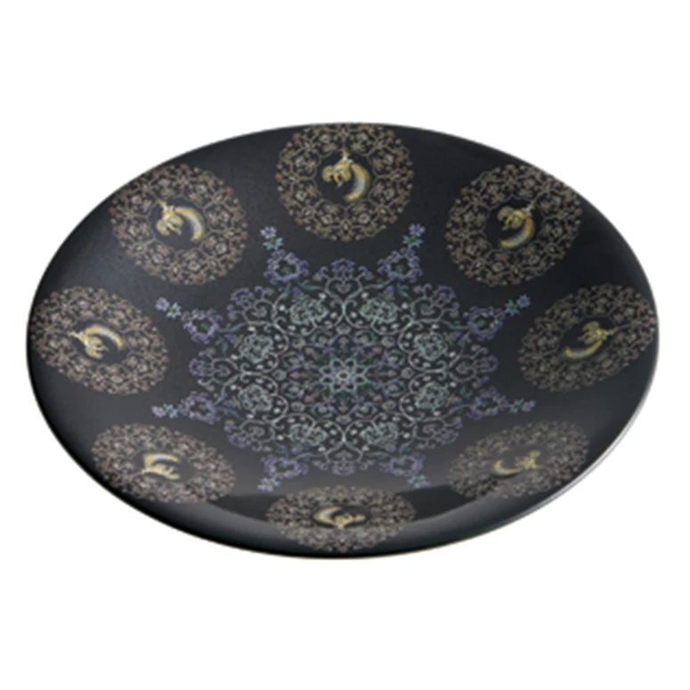 Japanese dinner black jewelry plate ceramic with historical patterns