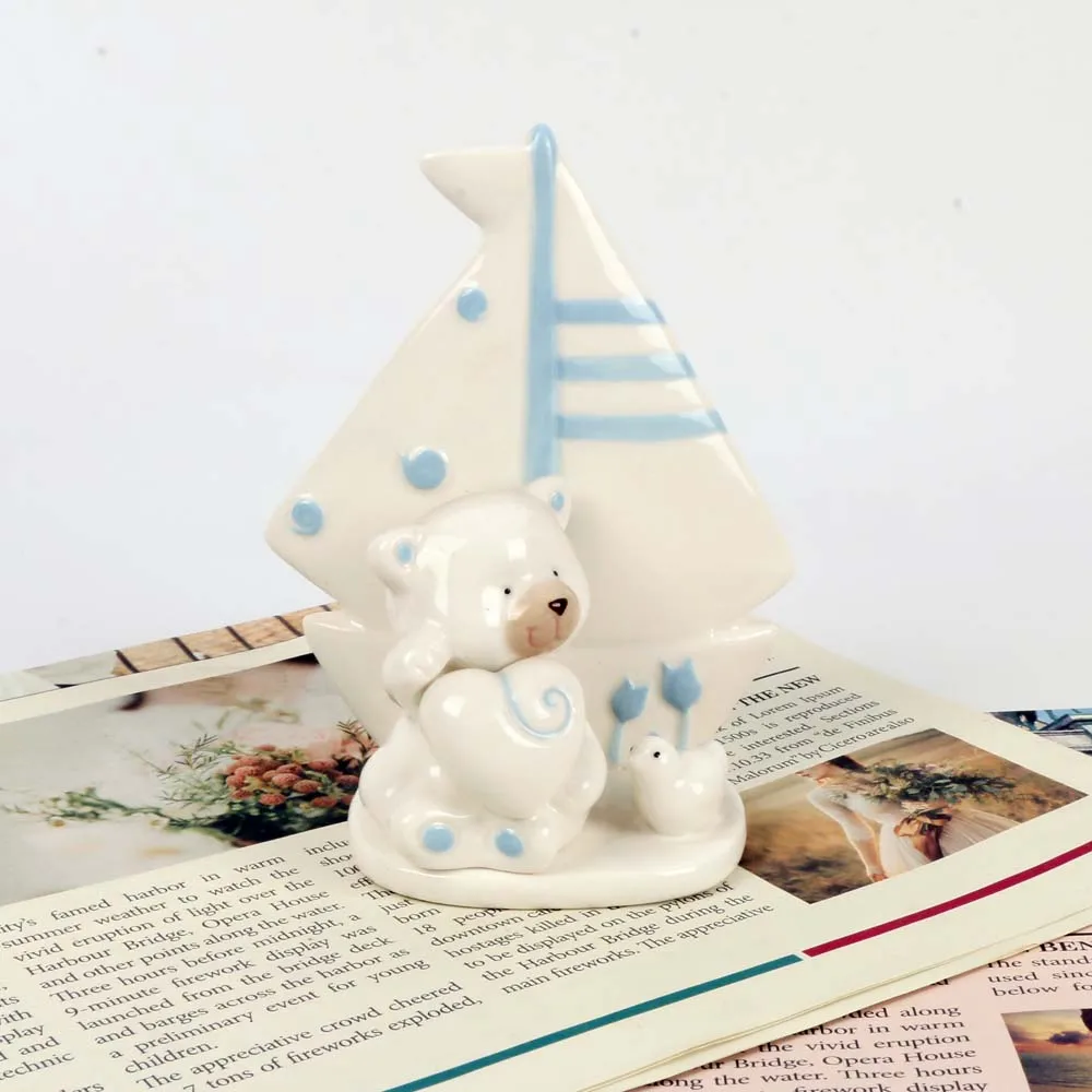Modern Gifts Nordic White Bear with elephant Ornaments Decoration Small Ceramic Animal Figures Desktop Furnishing Decor