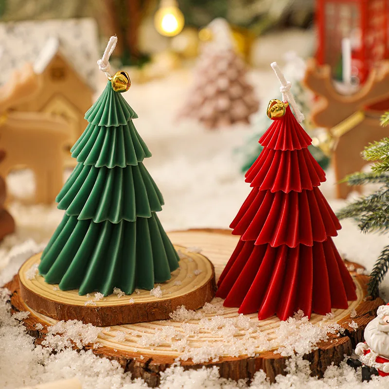 New Year Christmas Present Gift Home Decor 3D Creative Handmade Christmas Tree Soy Wax Aromatherapy Scented Candles