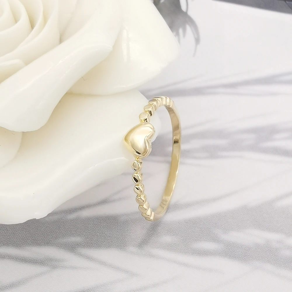  Модное тонкое кольцо дешевое 14K желтое золото в форме сердца простое карат маленькое ТВЕРДОЕ Золотое обручальное оптовая