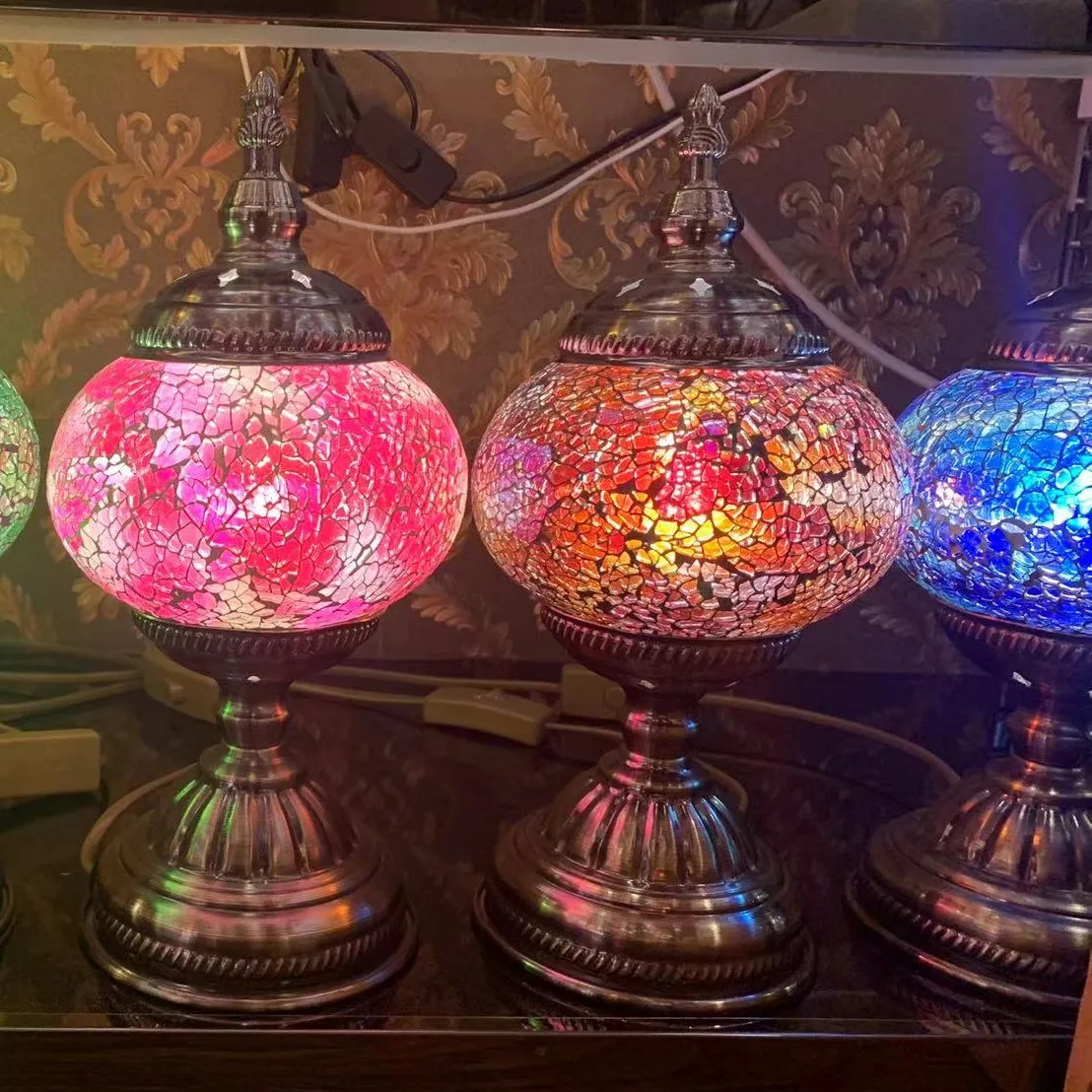 Marrakech Hot Sale Romantic Decoration Handmade Glass Turkish Desk Lamp Mosaic Lamp Table Glass Mosaic Lamp