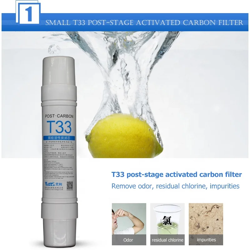 In-line interface Minerals RO water filter Rear carbon filter T33 water filter