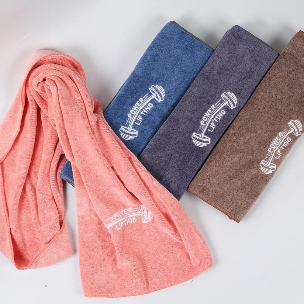 Custom microfiber emboss wholesale cotton terry fitness sweat absorbing hand face towel custom sports gym towel