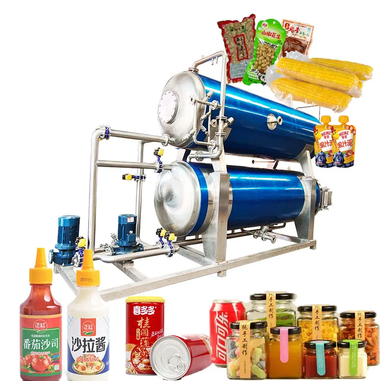 Industrial Double Layer Tea Sterilizing Machine Pot Canned Beef Paste Palm Fruit Coconut Water Sterilizer