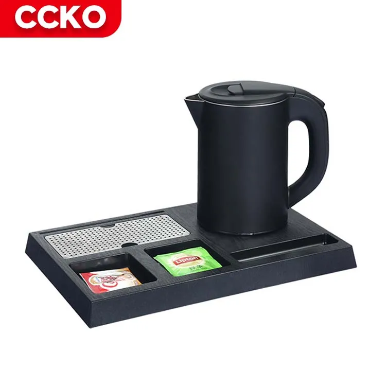 0.8L Black Hotel Household Kitchen Appliances High Quality 0.8L Portable Coffee Tea Water Kettle Electric Kettle With Tray Set