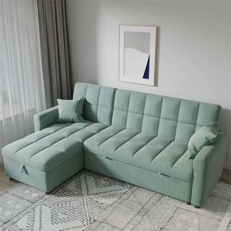 Modern L shaped sofa sectional living room convertible sofa with bed in it
