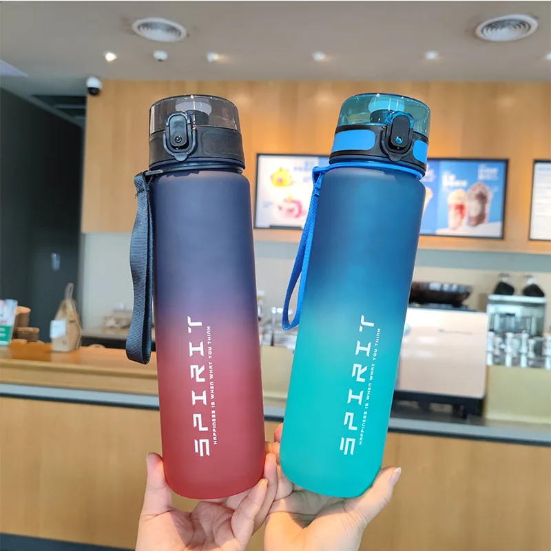 750ml Large Capacity Sports Water Bottle Leak Proof Colorful Plastic Cup Drinking Outdoor Travel Portable Gym Fitness Jugs