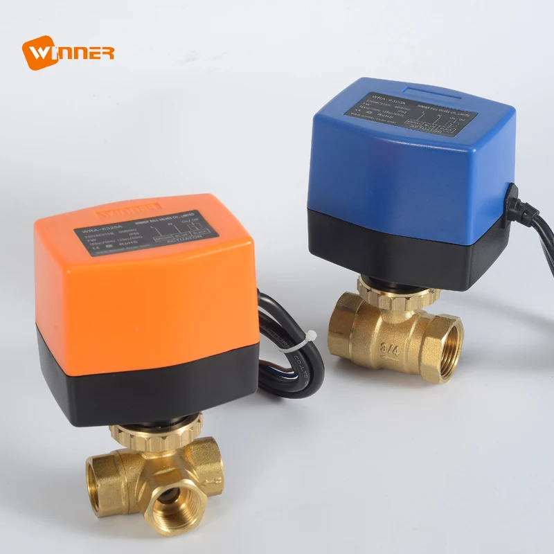 Winvall Motorized 2-way 3-way Ball Valve AC220V Motorised Electric Actuator Brass Ball Valve For Fan Coil Unit