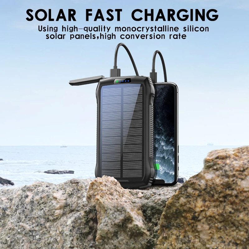 Wholesale multifunction 20000mah power bank wireless charger external battery pack IPX6 waterproof with flashlight