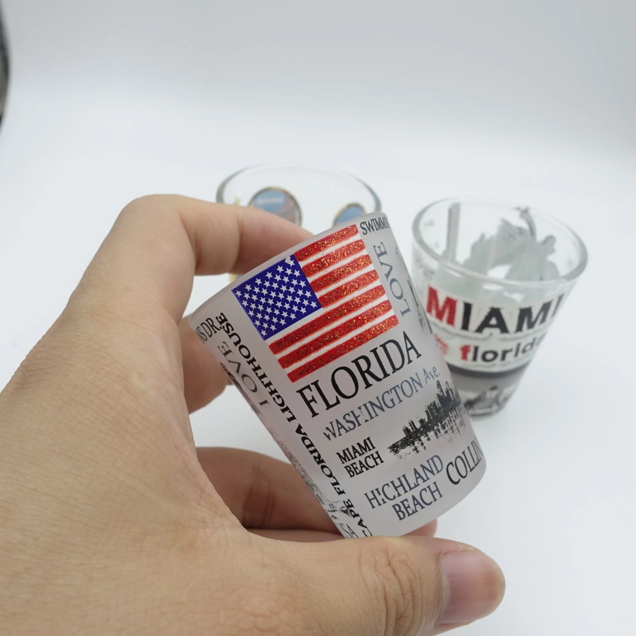 Personalized 2oz Souvenir Custom City Logo Shot Glasses coloured shot glasses sublimation Glass  Promotional gifts