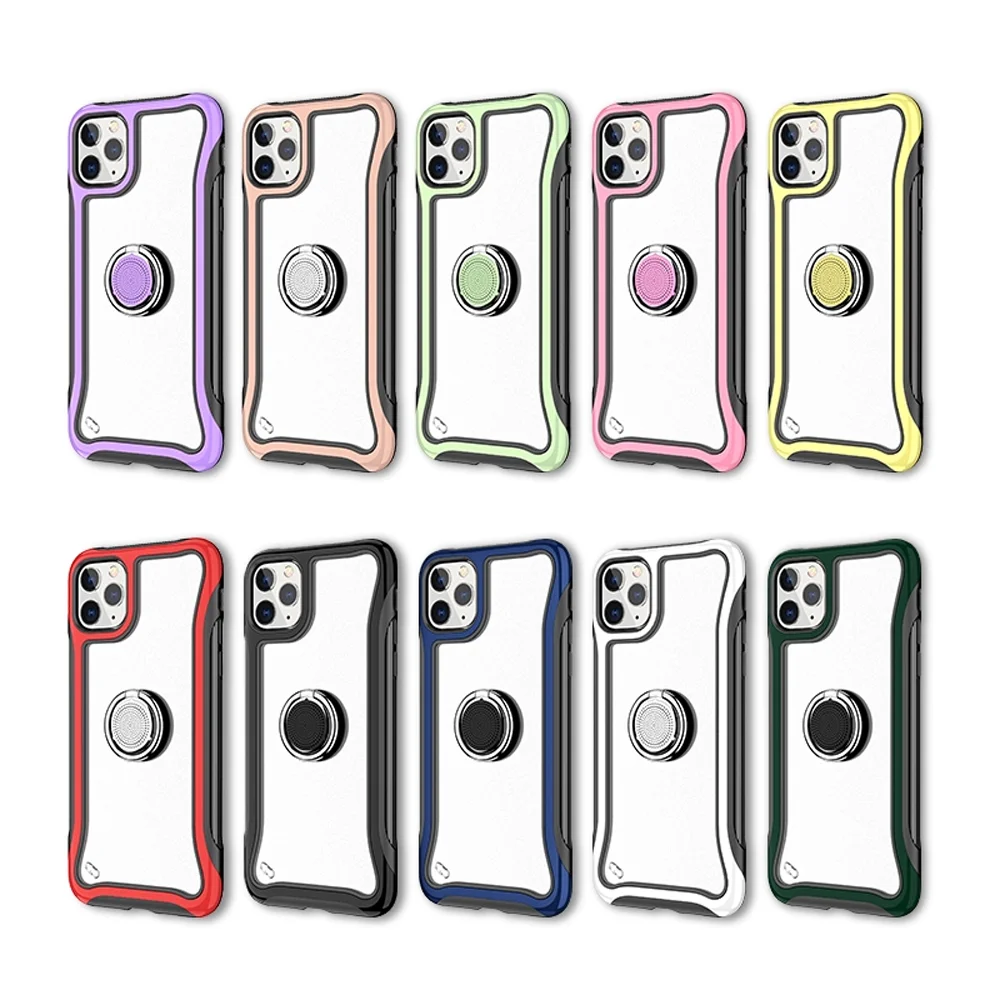 Shockproof For iPhone 11 Luxury Phone Case Clear TPU PC, Fragrance Metal Magnetic Grip Stand Holder Phone Case With Kickstand