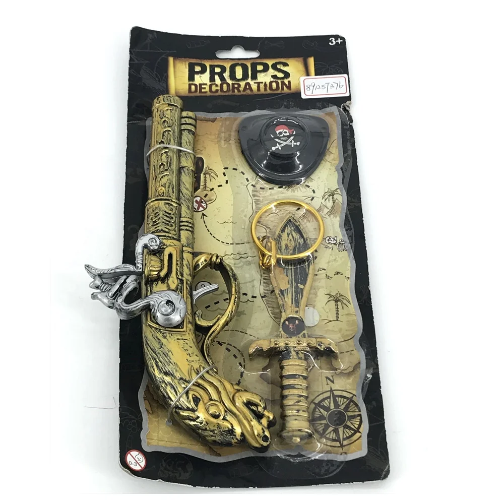 
Pirate knife toys set for children Plastic Gun and Dagger Eye patch and Earring Wholesale gifts for boys 