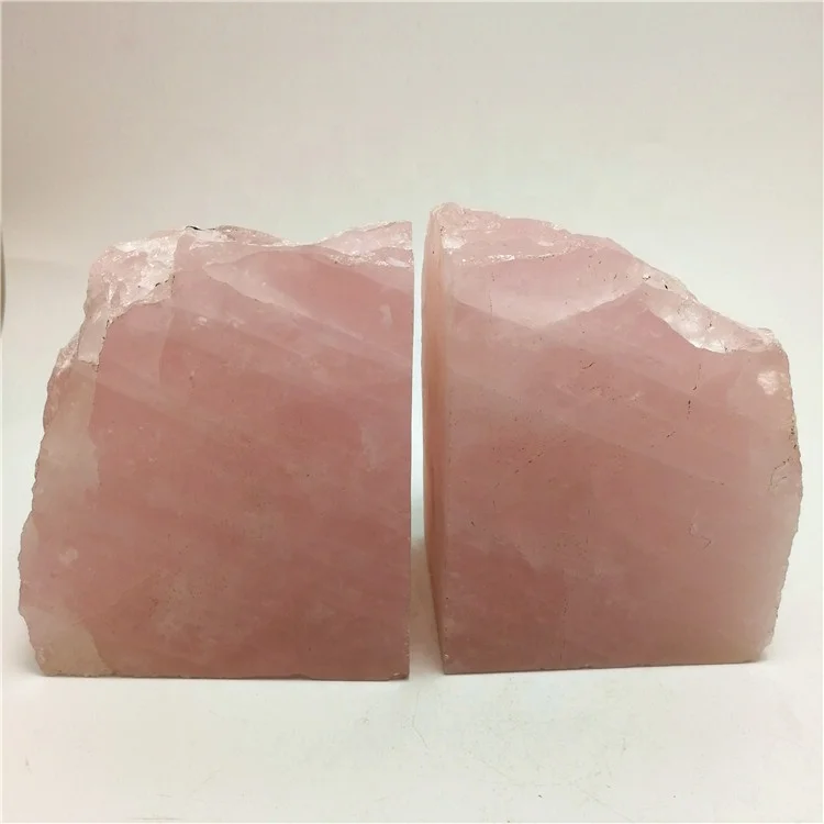 High Quality Natural Rose Quartz Bookend Stone Bookend For Desk Decoration