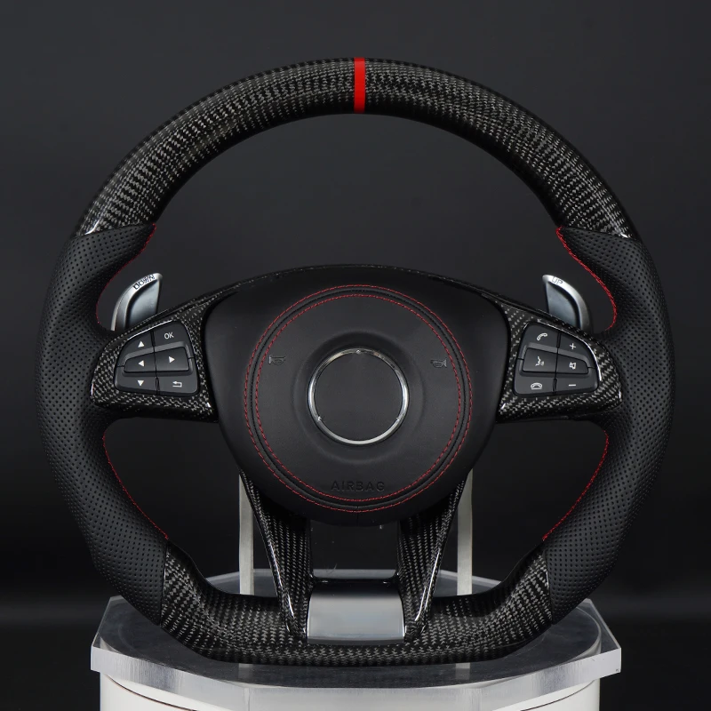 Heated Carbon Fiber Steering Wheel fit For Mercedes benz AMG GT GLA GLC CLS CLA LED Screen Racing Car Steering Wheel ohc motors