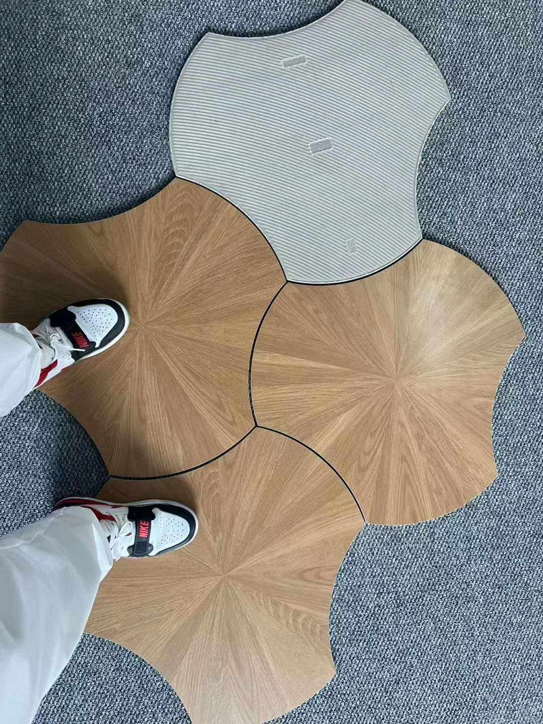 Irregular lotus leaf wood grain ceramic tiles All ceramic zero water absorption 520x600mm imitation wood floor tiles