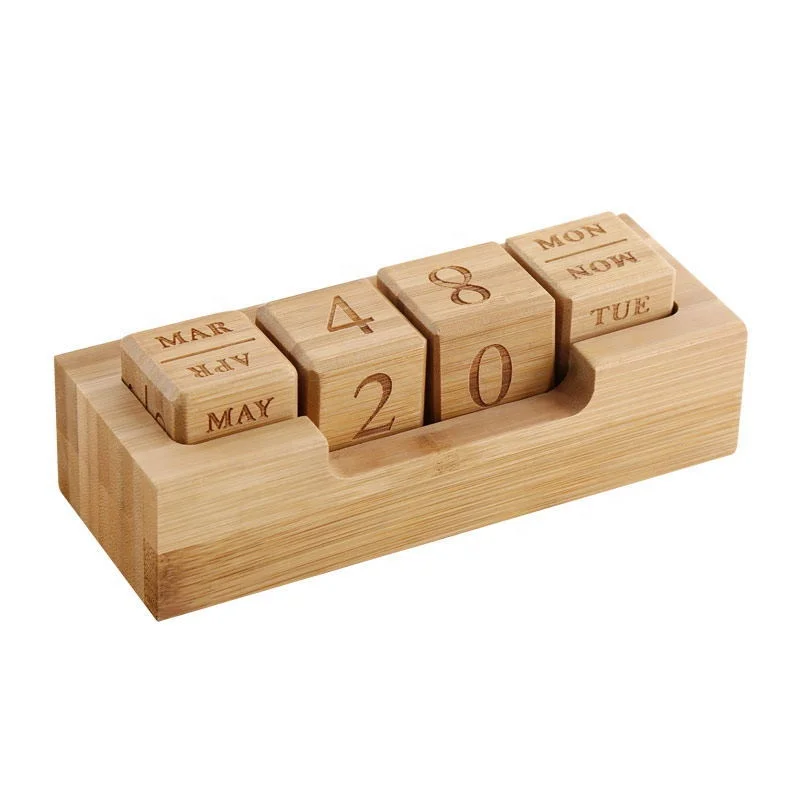 New design  Christmas gift for company OEM customized Bamboo desk Calendar